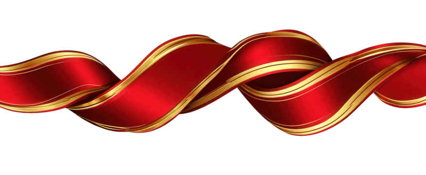 Red And Gold Ribbon Swirling Design On Black Background