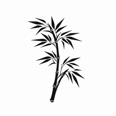 Naklejka premium Serene bamboo stalks stand tall in stark, evocative vector art silhouette