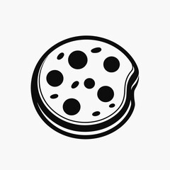 Fototapeta premium Delicious chocolate chip cookie with missing bite showing tasty silhouette