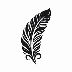 Obraz premium Elegant and intricate feather illustration with detailed swirls, black silhouette