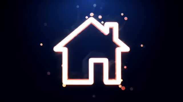 Neon house icon animation for digital design