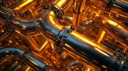 Fototapeta premium Industrial Piping Network Closeup.
