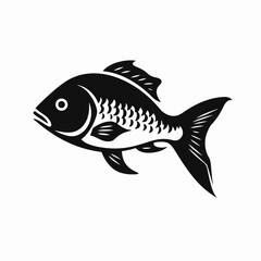 Striking illustration of a single fish, its sharp features define its bold silhouette