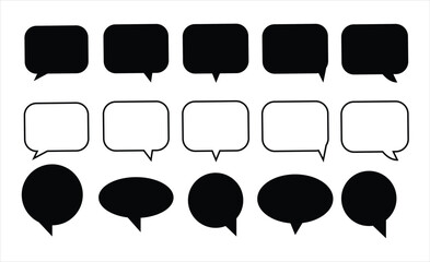 Black speech bubble collection. Set of speech bubble, comic sticker, chat box and empty social media message. Vector Illustration