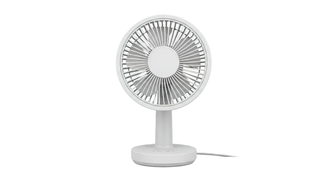White Desk Fan Cooling Appliance Summer Breeze Portable Device