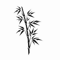 Obraz premium Elegant minimalist bamboo stalk in black and white, a tranquil silhouette
