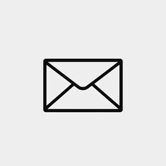 Minimalist envelope email with black lines on light background silhouette