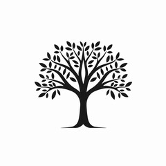 Obraz premium A minimalist, bold and graphic tree with leaves vector silhouette