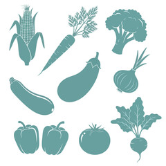 Vector illustration of vegetable set of fresh and healthy food