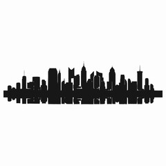Fototapeta premium Urban skyline reflecting in water, a minimalist abstract vector city silhouette