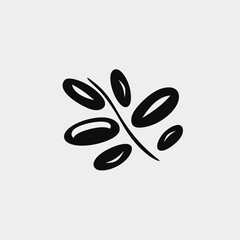 Obraz premium Minimalistic design of plant with leaves and stem in black silhouette