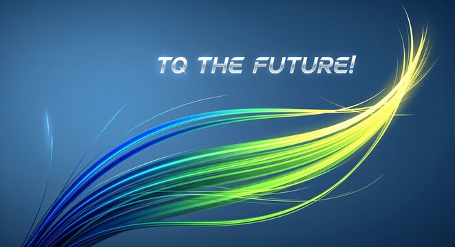 Abstract Swirling Lines, Blue and Green Gradient, "To The Future" Text Overlay