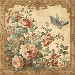 Vintage Floral Tapestry Generative AI 