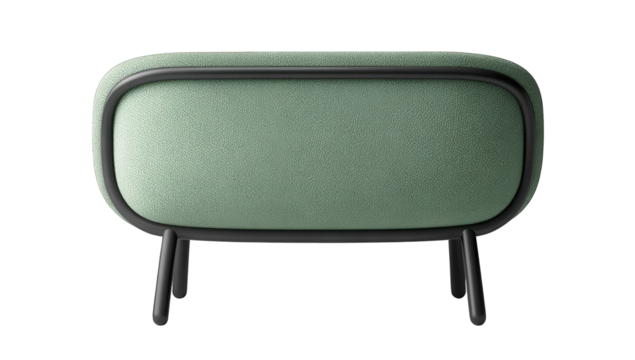 Modern Green Upholstered Ottoman with Black Metal Legs