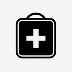 Obraz premium Minimalist first aid kit symbol, health care emergency response silhouette