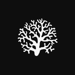 Fototapeta premium Minimalist fractal tree in a striking black and white contrast silhouette
