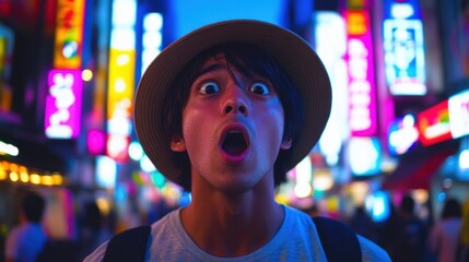 Obraz premium Amazement in Tokyos Neon Lights.
