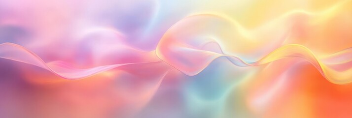 Soft flowing waves of pastel colors blending smoothly with warm and cool tones creating a calm and dreamy abstract background