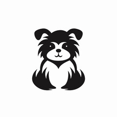 Adorable cartoon dog vector black and white minimal cute pet silhouette
