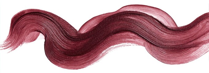 Abstract swirled burgundy paint stroke on white background