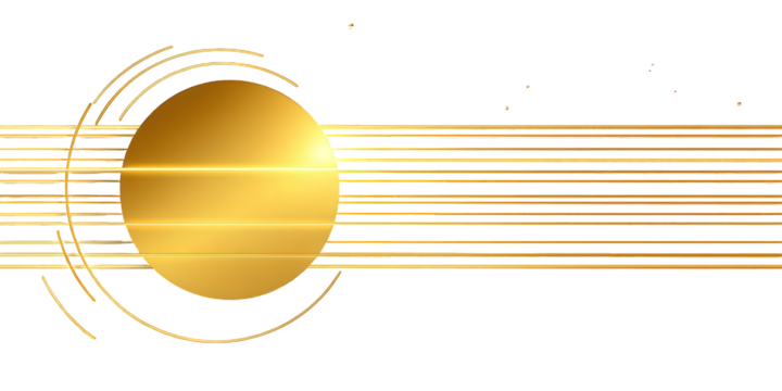 Abstract Gold Circle and Lines Design on Black Background