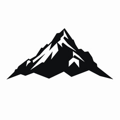 Majestic mountain peak in black and white minimalist landscape silhouette