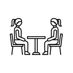 Vector illustration of two women are sitting at a table