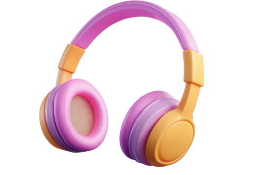 Colorful cartoon headphones render showcasing a playful design suitable for children and young adults in a modern digital art style