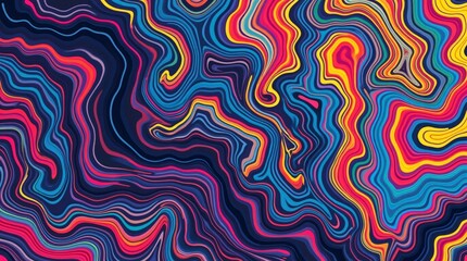 Abstract Swirling Colorful Lines Pattern Vibrant Blue Red Yellow Background
