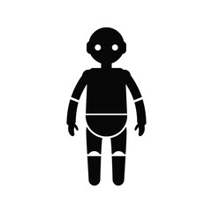 Black robot figure with white eyes android artificial