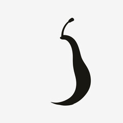 Elegant, curvaceous pear shape in monochrome graphic black fruit silhouette