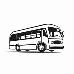 Classic public transport icon of a bus in black silhouette