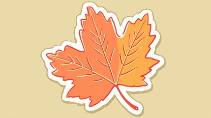 Obraz premium A cartoon maple leaf sticker