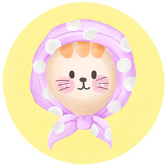 Cute Cat Face with Pink Headband