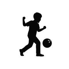Boy bowling action silhouette child ball