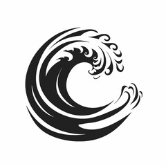 Fototapeta premium Dramatic ocean wave with swirling water black abstract graphic silhouette