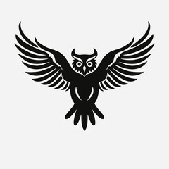 Obraz premium Majestic winged owl soars powerfully in dark, enchanting nocturnal bird silhouette