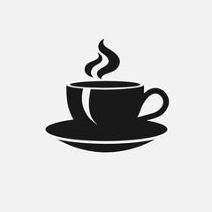 Steaming hot beverage in a cup design, elegant morning coffee silhouette