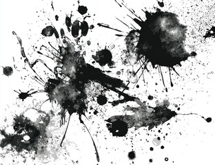 Abstract ink splatters on white background (1)