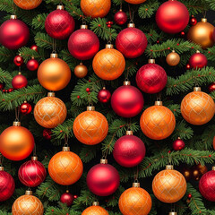Christmas tree decorated with red and orange ornaments