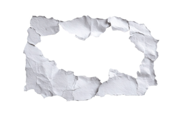 Torn White Paper Frame with Irregular Shape on Black Background