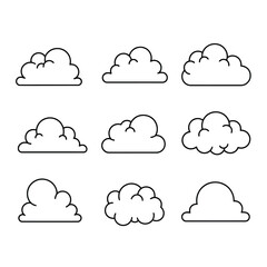 Vector illustration of set of different cloud shapes and styles