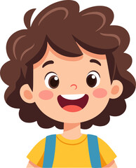 Happy Boy Child Smiling Face Cartoon Kid Portrait