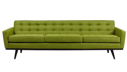 Olive Green Button Tufted Mid Century Modern Sofa