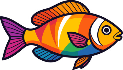 Colorful Tropical Fish Cartoon Bright Marine Wildlife Character
