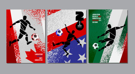 Dynamic soccer tournament vector background set featuring colorful geometric shapes © momo design