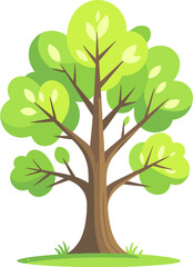 Obraz premium Green Tree Cartoon Summer Nature Landscape Illustration