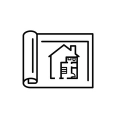 Vector illustration of blueprint of a house in black and white