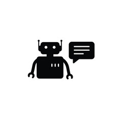 Robot communicating with speech bubble artificial intelligence