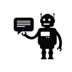Robot holding speech bubble communication technology